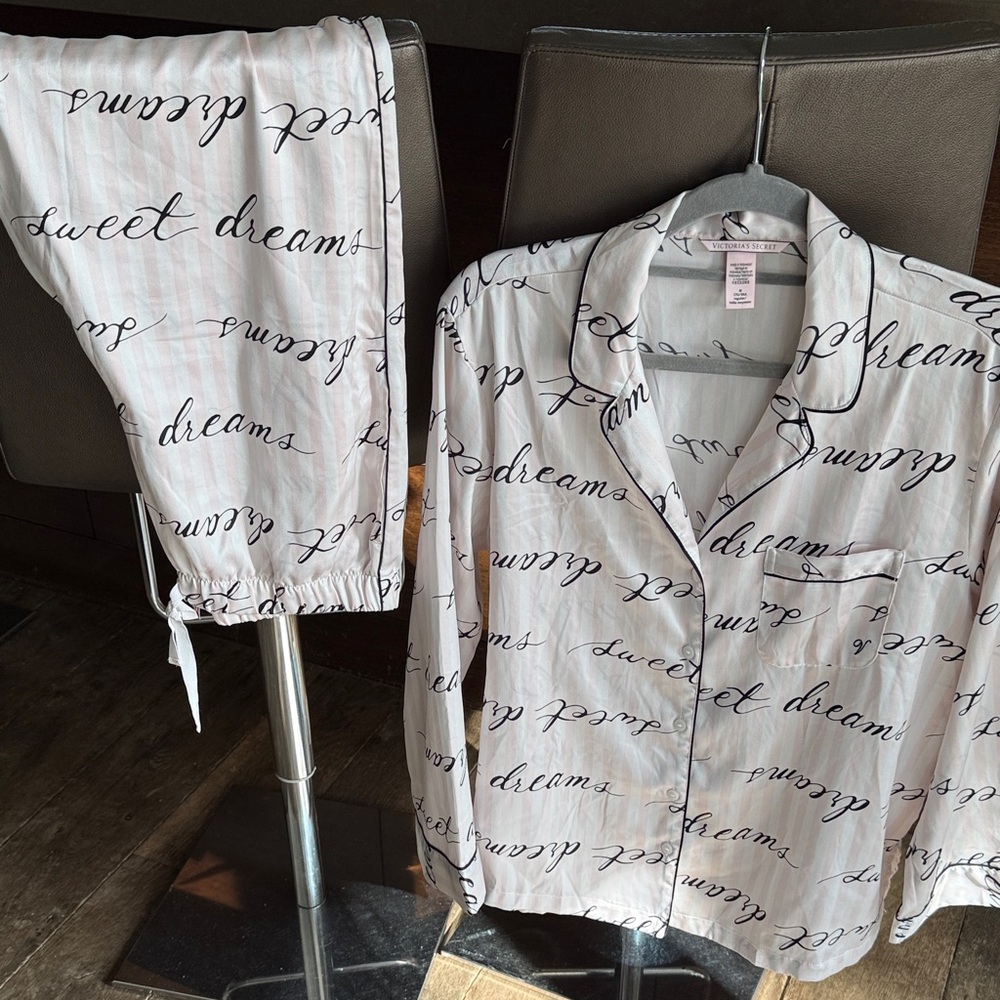 Victoria's Secret Signature Satin Long Pajama Set